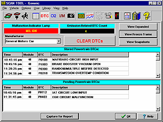 OBD2 Main DTC Screen